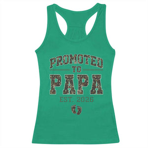 Promoted To Dad Est 2026 Camo Racerback Tank Top Hunting Style New Dad Gift Graphic TS12 Irish Green Print Your Wear