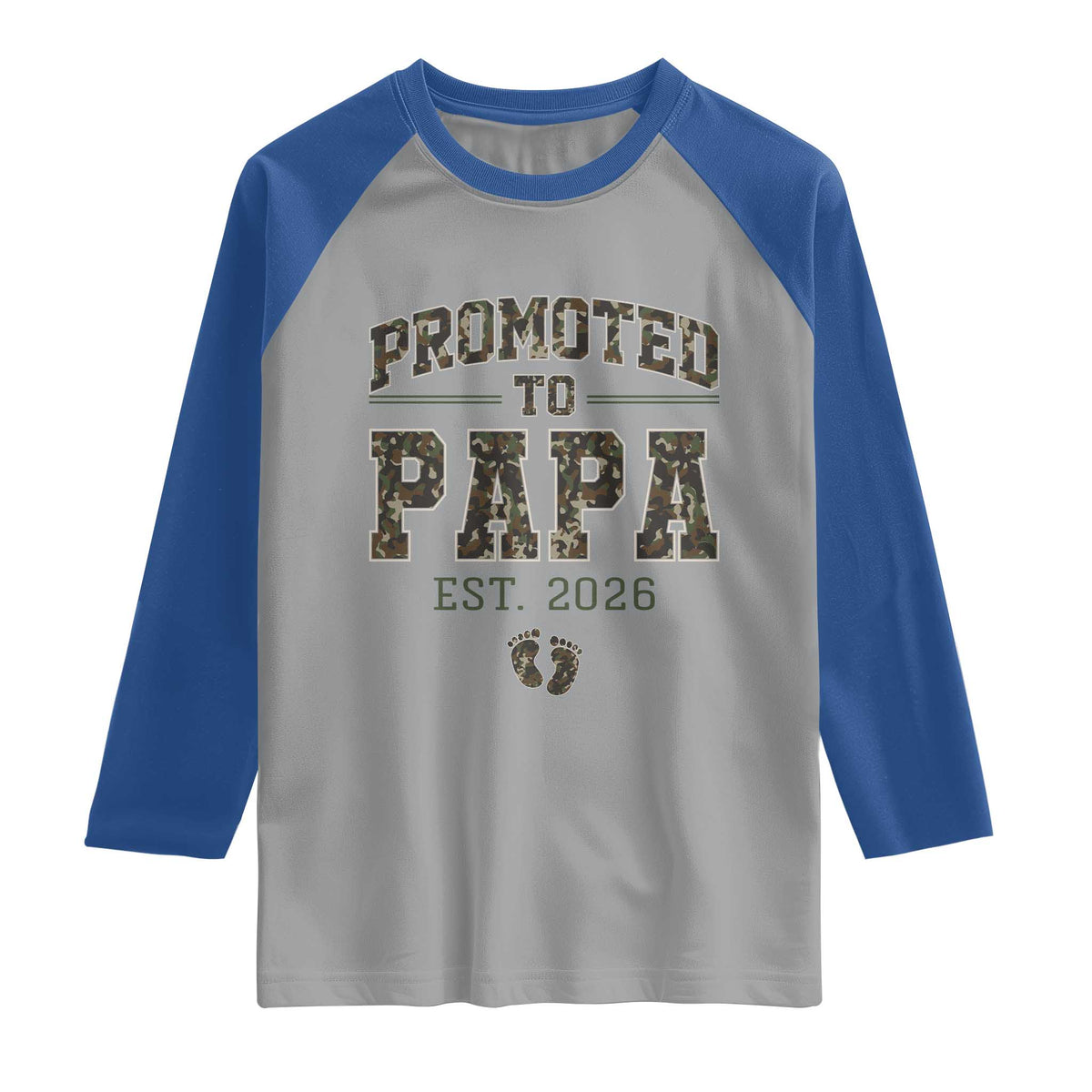 Promoted To Dad Est 2026 Camo Raglan Shirt Hunting Style New Dad Gift Graphic TS12 Sport Gray Royal Print Your Wear
