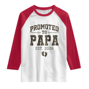 Promoted To Dad Est 2026 Camo Raglan Shirt Hunting Style New Dad Gift Graphic TS12 White Red Print Your Wear