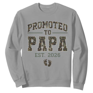 Promoted To Dad Est 2026 Camo Sweatshirt Hunting Style New Dad Gift Graphic TS12 Sport Gray Print Your Wear