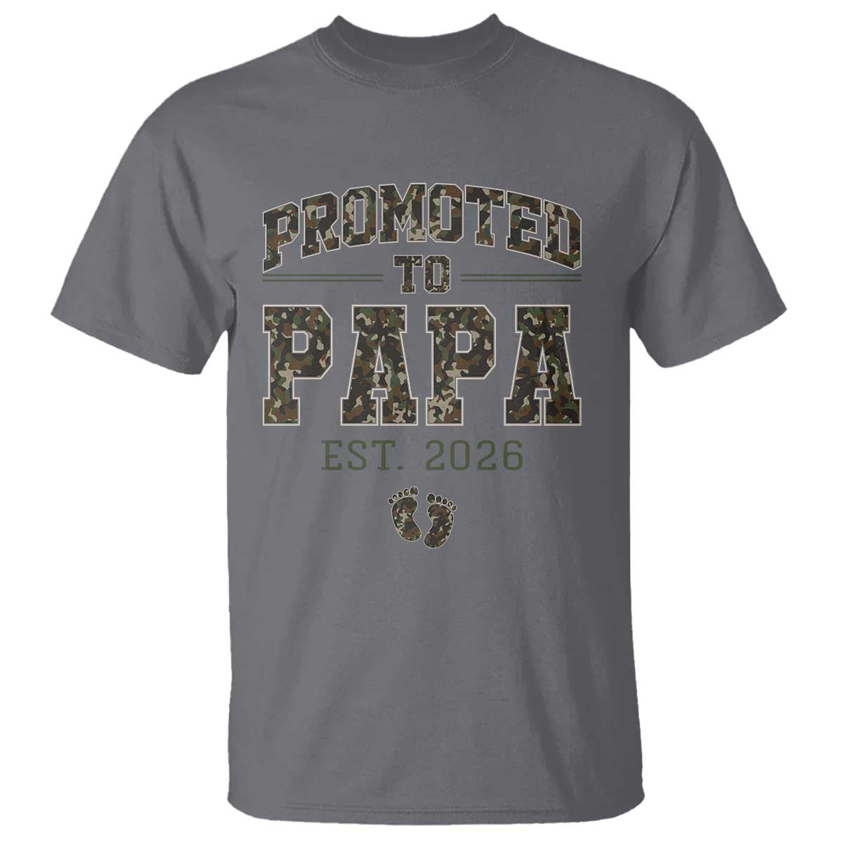 Promoted To Dad Est 2026 Camo T Shirt Hunting Style New Dad Gift Graphic TS12 Charcoal Print Your Wear