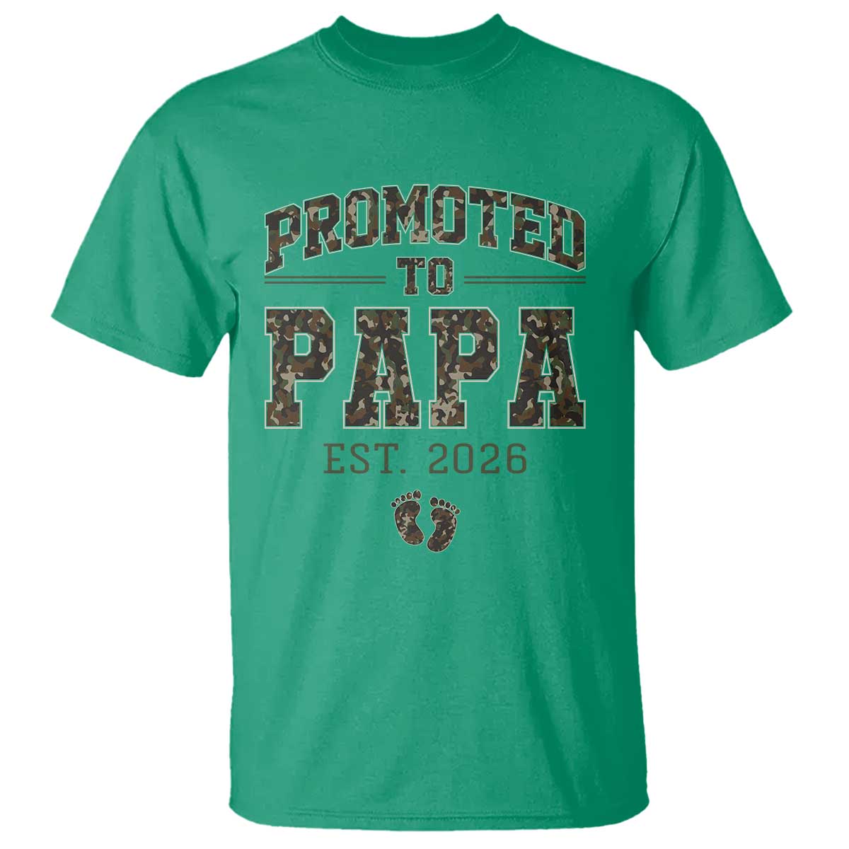 Promoted To Dad Est 2026 Camo T Shirt Hunting Style New Dad Gift Graphic TS12 Irish Green Print Your Wear