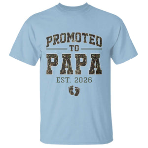 Promoted To Dad Est 2026 Camo T Shirt Hunting Style New Dad Gift Graphic TS12 Light Blue Print Your Wear