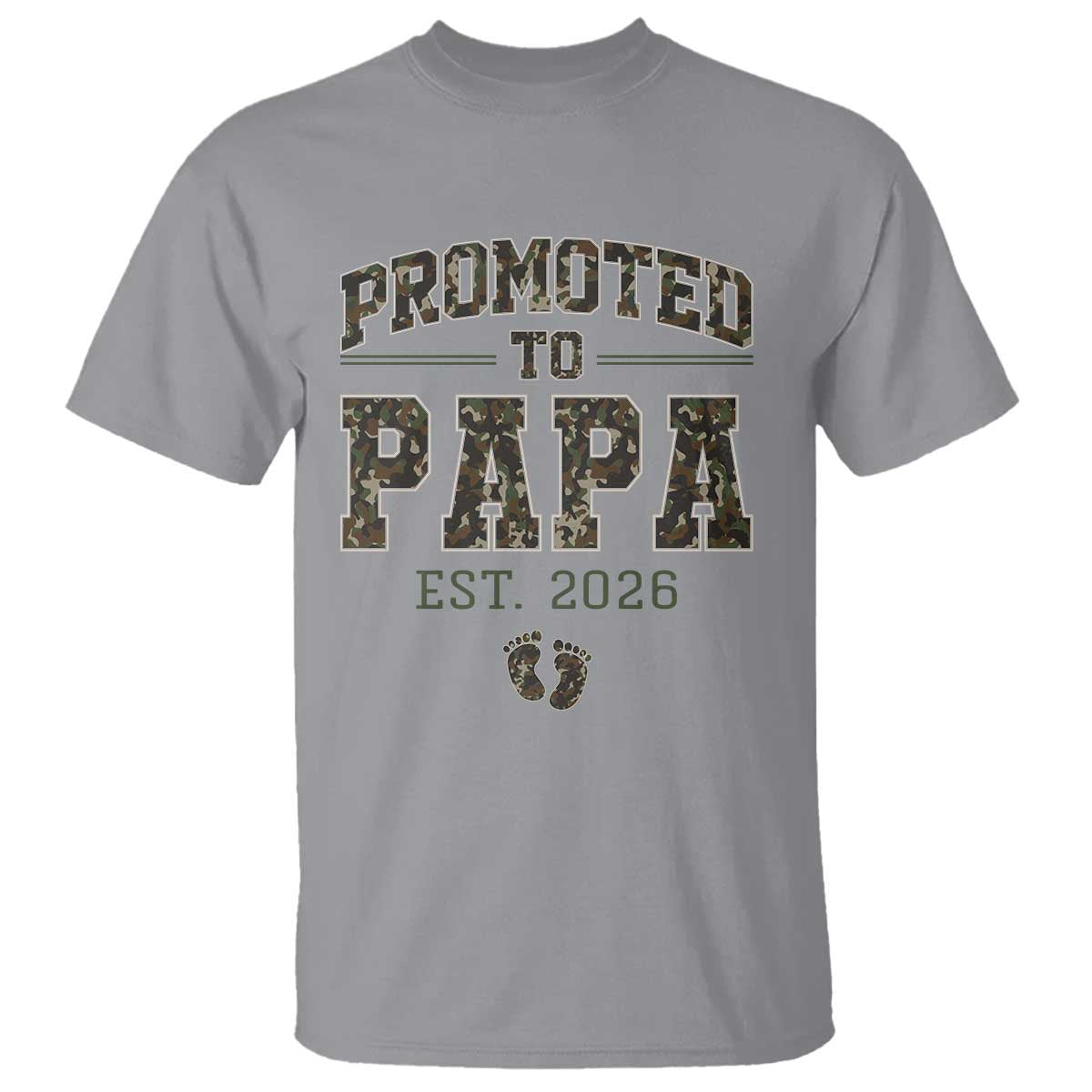 Promoted To Dad Est 2026 Camo T Shirt Hunting Style New Dad Gift Graphic TS12 Sport Gray Print Your Wear
