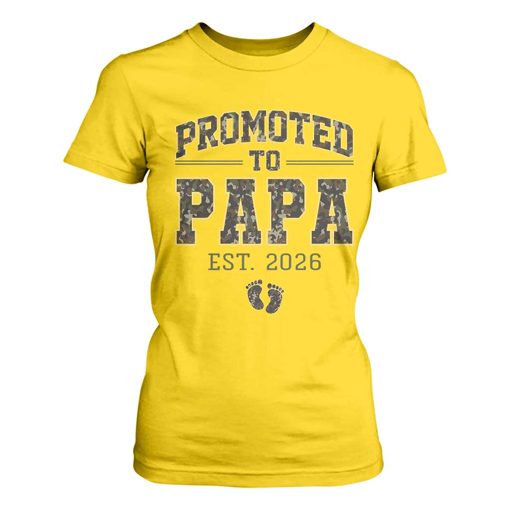 Promoted To Dad Est 2026 Camo T Shirt For Women Hunting Style New Dad Gift Graphic TS12 Daisy Print Your Wear