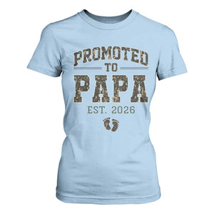 Promoted To Dad Est 2026 Camo T Shirt For Women Hunting Style New Dad Gift Graphic TS12 Light Blue Print Your Wear