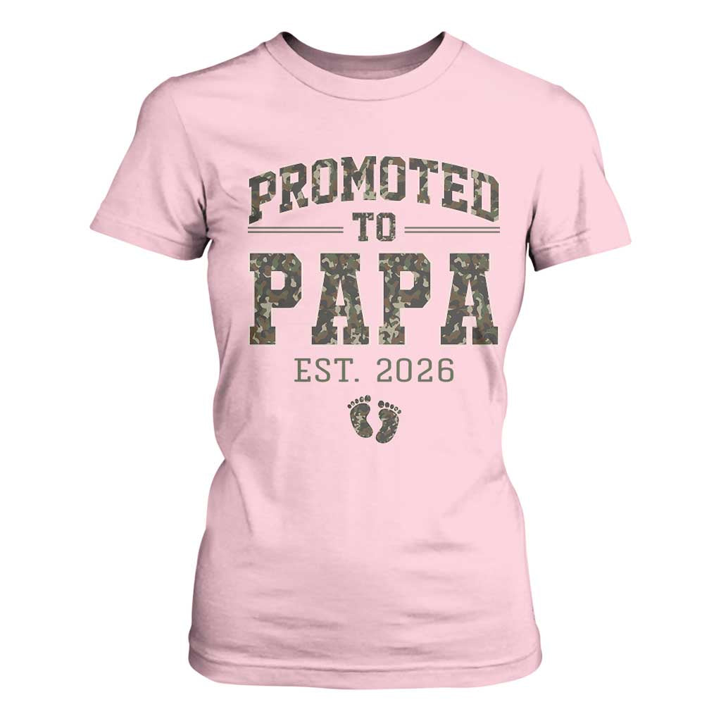 Promoted To Dad Est 2026 Camo T Shirt For Women Hunting Style New Dad Gift Graphic TS12 Light Pink Print Your Wear