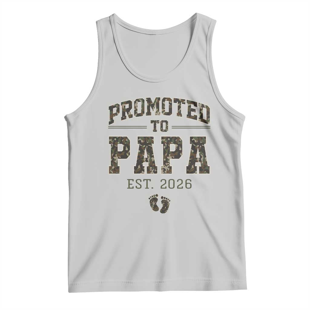 Promoted To Dad Est 2026 Camo Tank Top Hunting Style New Dad Gift Graphic TS12 Ash Print Your Wear