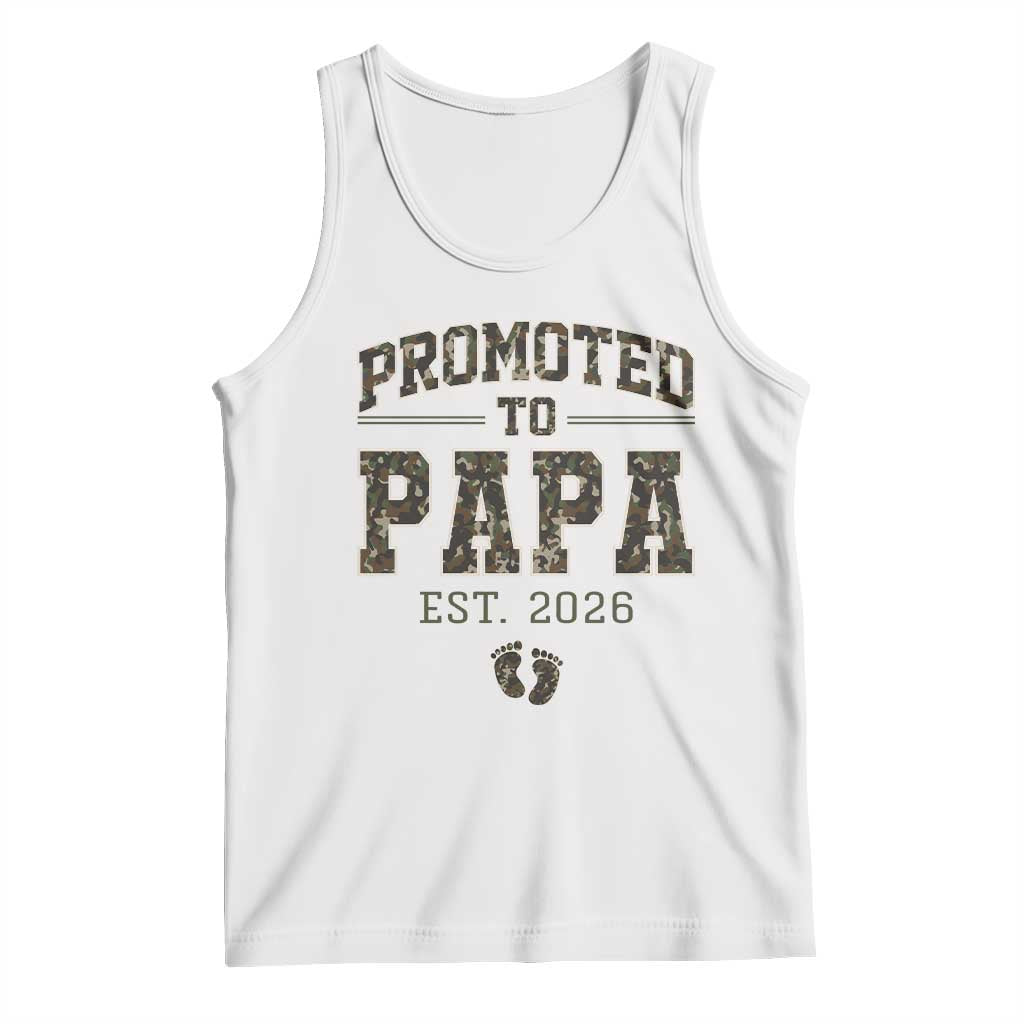 Promoted To Dad Est 2026 Camo Tank Top Hunting Style New Dad Gift Graphic TS12 White Print Your Wear
