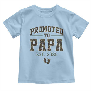 Promoted To Dad Est 2026 Camo Toddler T Shirt Hunting Style New Dad Gift Graphic TS12 Light Blue Print Your Wear