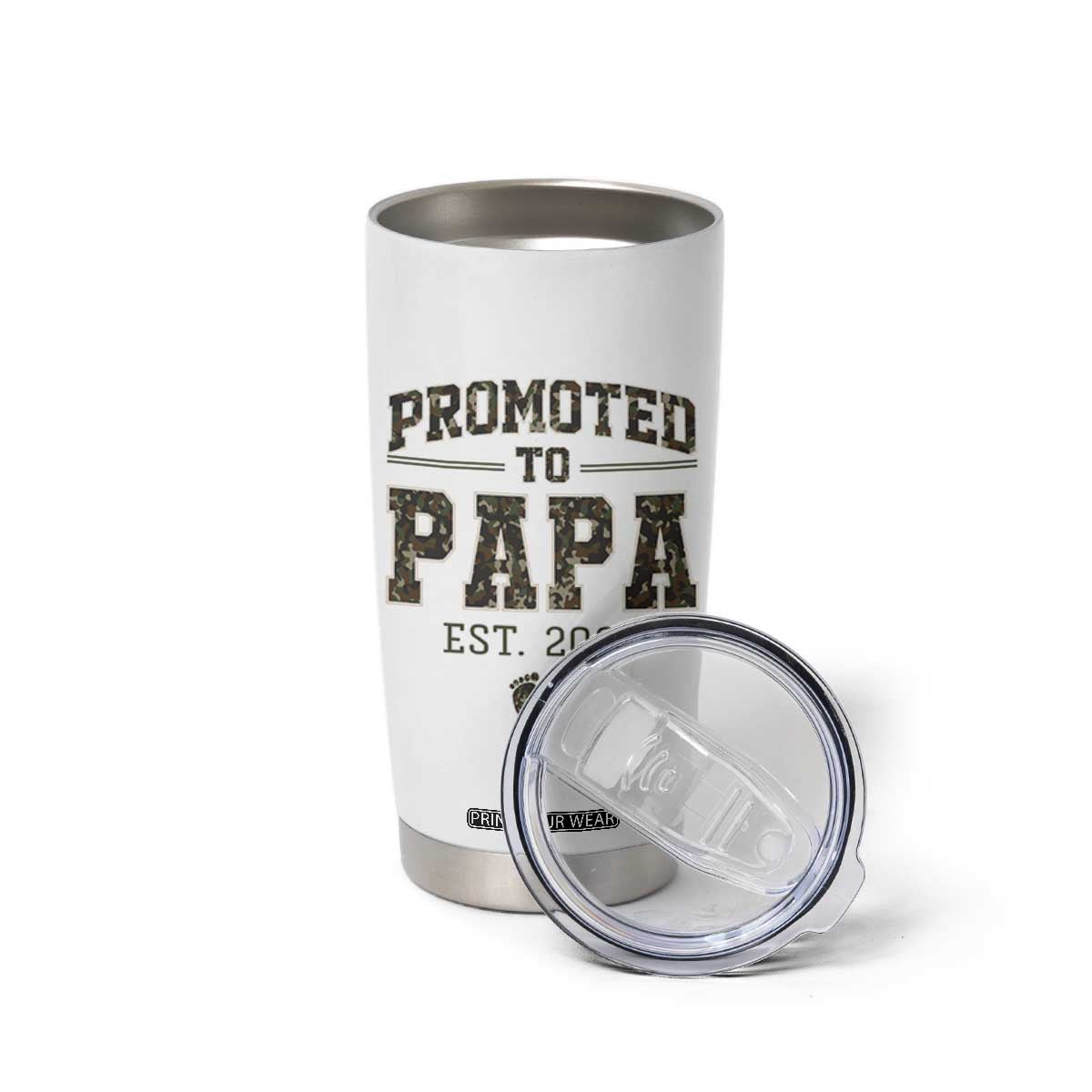 Promoted To Dad Est 2026 Camo Tumbler Cup Hunting Style New Dad Gift Graphic TS12 Print Your Wear