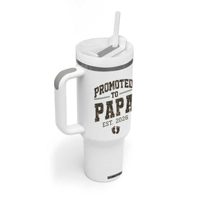 Promoted To Dad Est 2026 Camo Tumbler With Handle Hunting Style New Dad Gift Graphic TS12 Print Your Wear