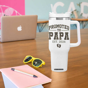 Promoted To Dad Est 2026 Camo Tumbler With Handle Hunting Style New Dad Gift Graphic TS12 Print Your Wear