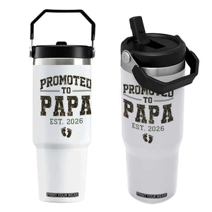 Promoted To Dad Est 2026 Camo Flip Straw Tumbler Hunting Style New Dad Gift Graphic TS12 One Size: 30 oz White Print Your Wear