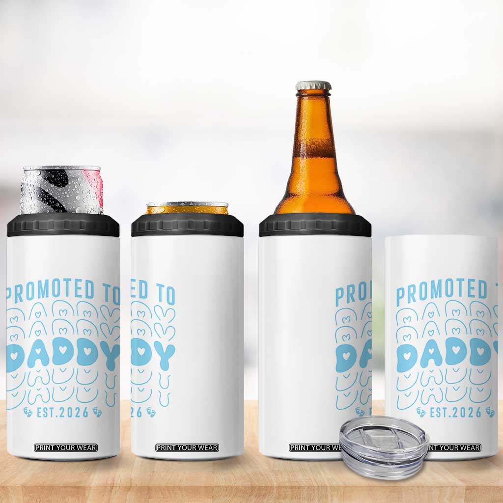 Promoted To Daddy 2026 New Boy Dad 4 in 1 Can Cooler Tumbler First Time Fathers Day Gift TS12 Print Your Wear