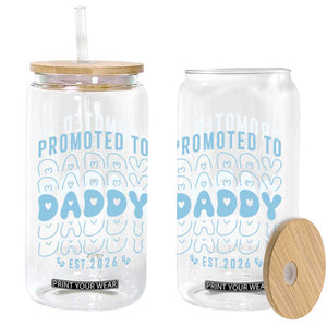 Promoted To Daddy 2026 New Boy Dad Glass Can First Time Fathers Day Gift TS12 Print Your Wear