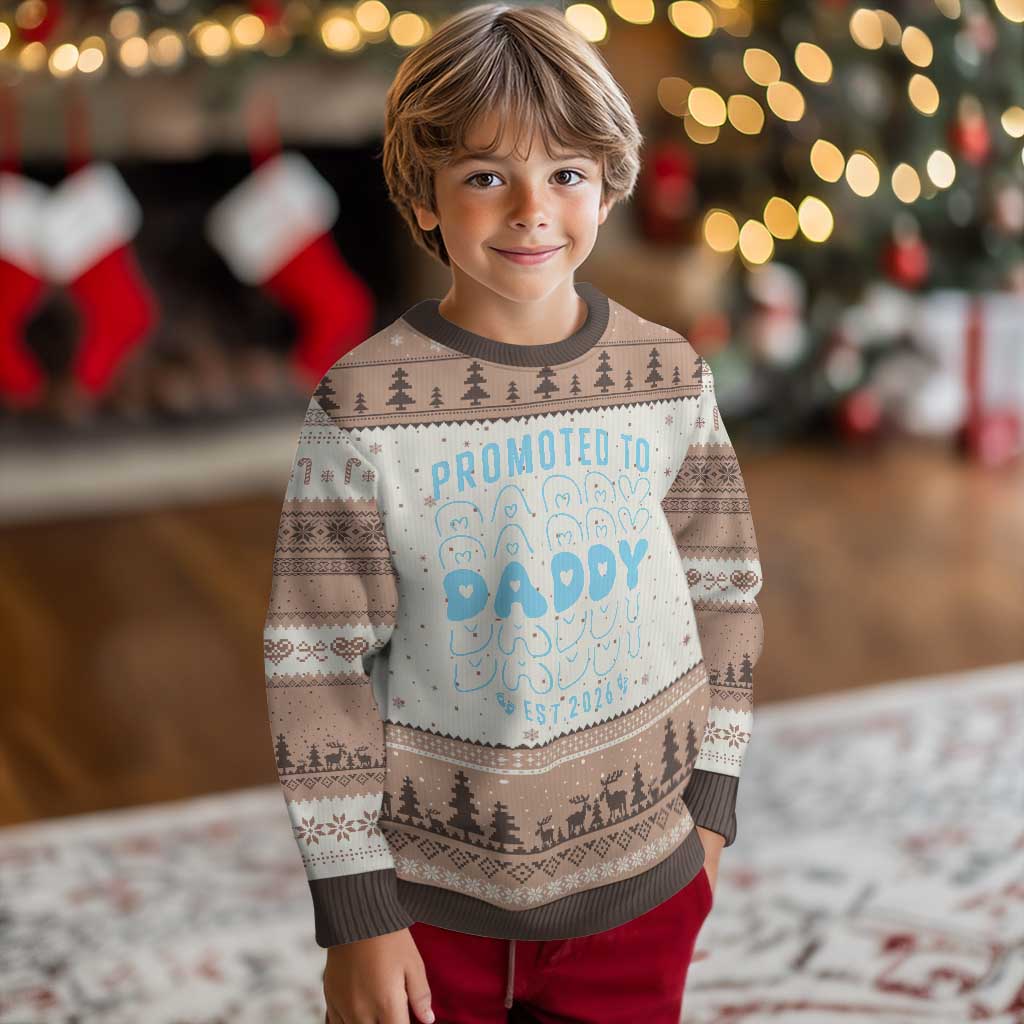 Promoted To Daddy 2026 New Boy Dad Ugly Christmas Sweater First Time Fathers Day Gift TS12 Mocha Mousse Print Your Wear