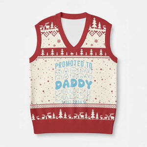 Promoted To Daddy 2026 New Boy Dad V-Neck Knit Sweater Vest First Time Fathers Day Gift TS12 Beige Red Print Your Wear
