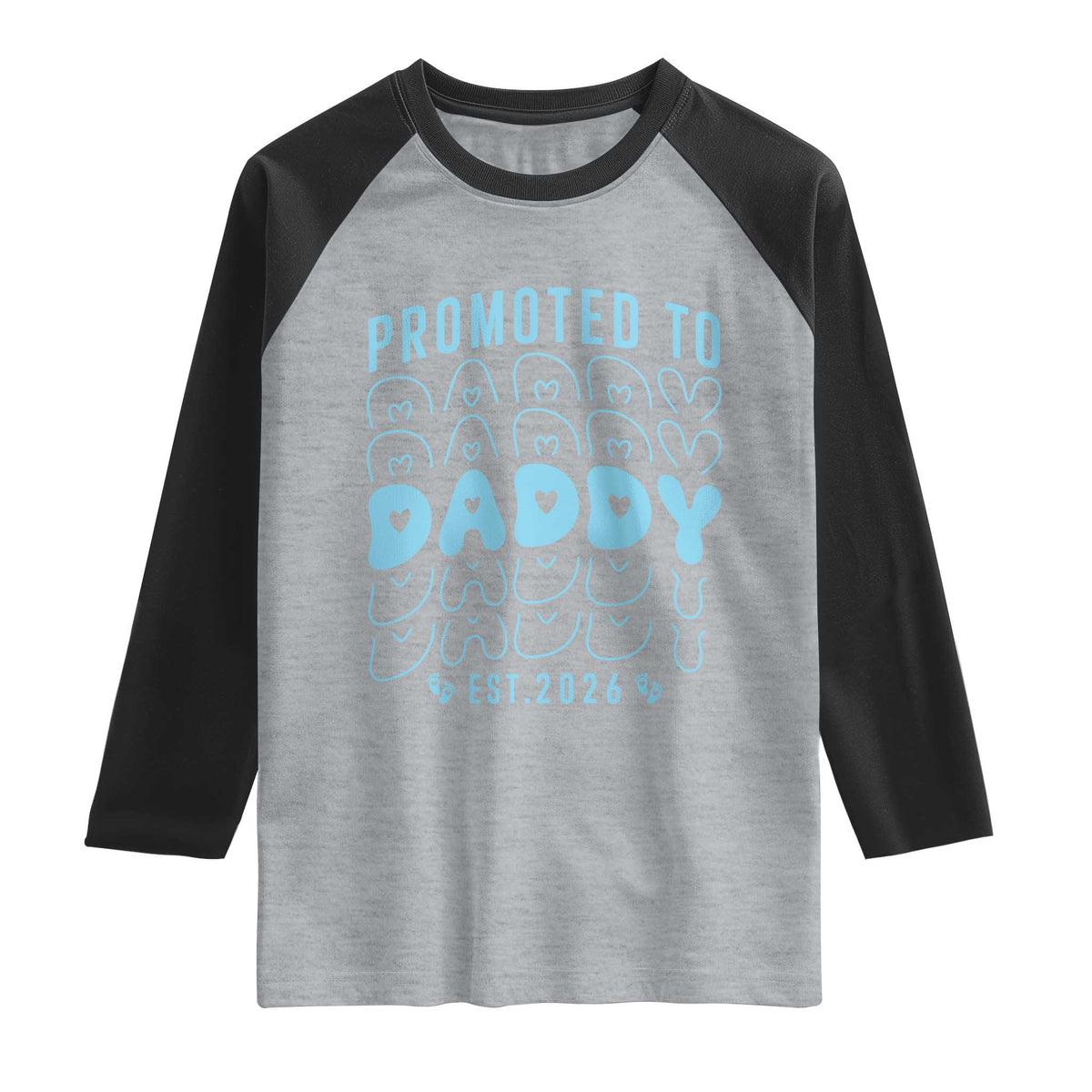 Promoted To Daddy 2026 New Boy Dad Raglan Shirt First Time Fathers Day Gift TS12 Heather Gray Black Print Your Wear