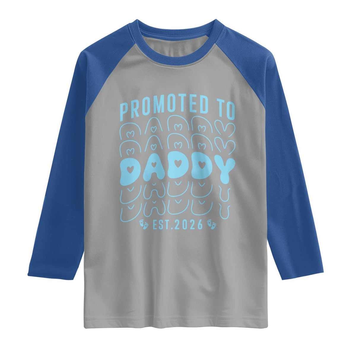 Promoted To Daddy 2026 New Boy Dad Raglan Shirt First Time Fathers Day Gift TS12 Sport Gray Royal Print Your Wear