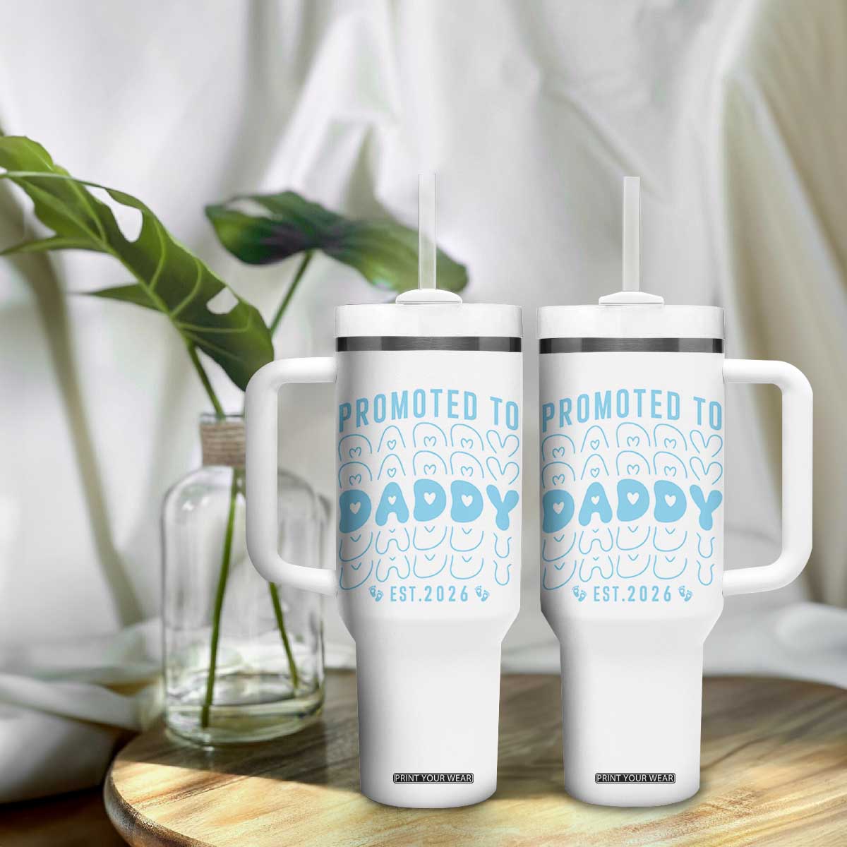 Promoted To Daddy 2026 New Boy Dad Tumbler With Handle First Time Fathers Day Gift TS12 Print Your Wear