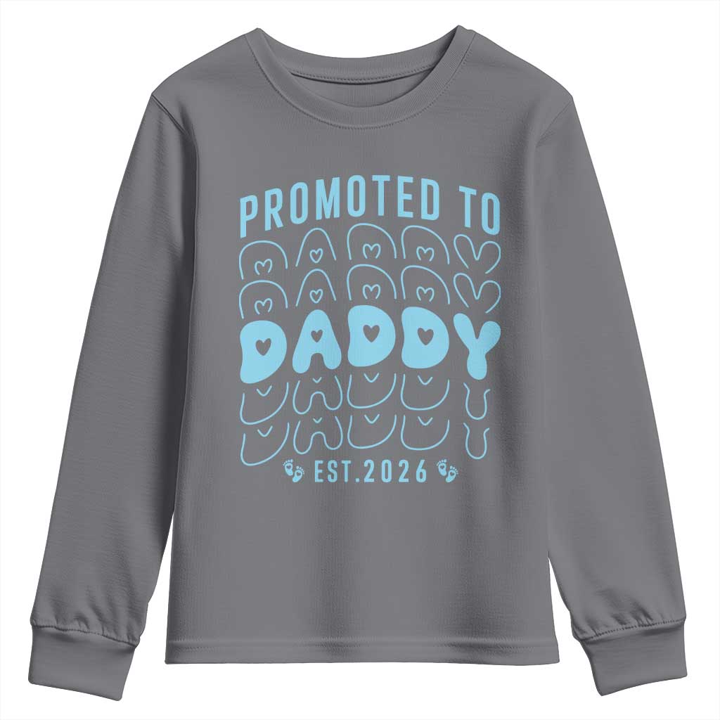 Promoted To Daddy 2026 New Boy Dad Youth Sweatshirt First Time Fathers Day Gift TS12 Charcoal Print Your Wear