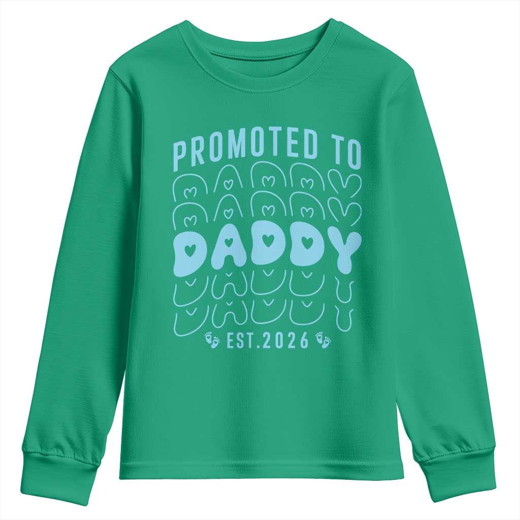 Promoted To Daddy 2026 New Boy Dad Youth Sweatshirt First Time Fathers Day Gift TS12 Irish Green Print Your Wear