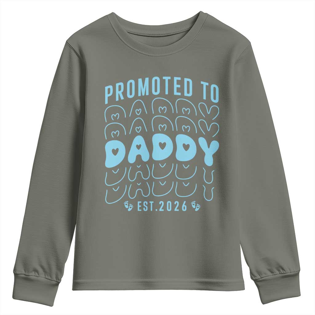 Promoted To Daddy 2026 New Boy Dad Youth Sweatshirt First Time Fathers Day Gift TS12 Military Green Print Your Wear