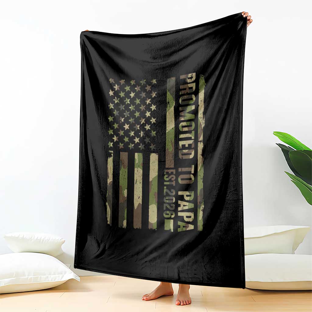 Promoted To Papa Est 2026 American Flag Camo Throw Blanket Patriotic New Papa TS12 Print Your Wear