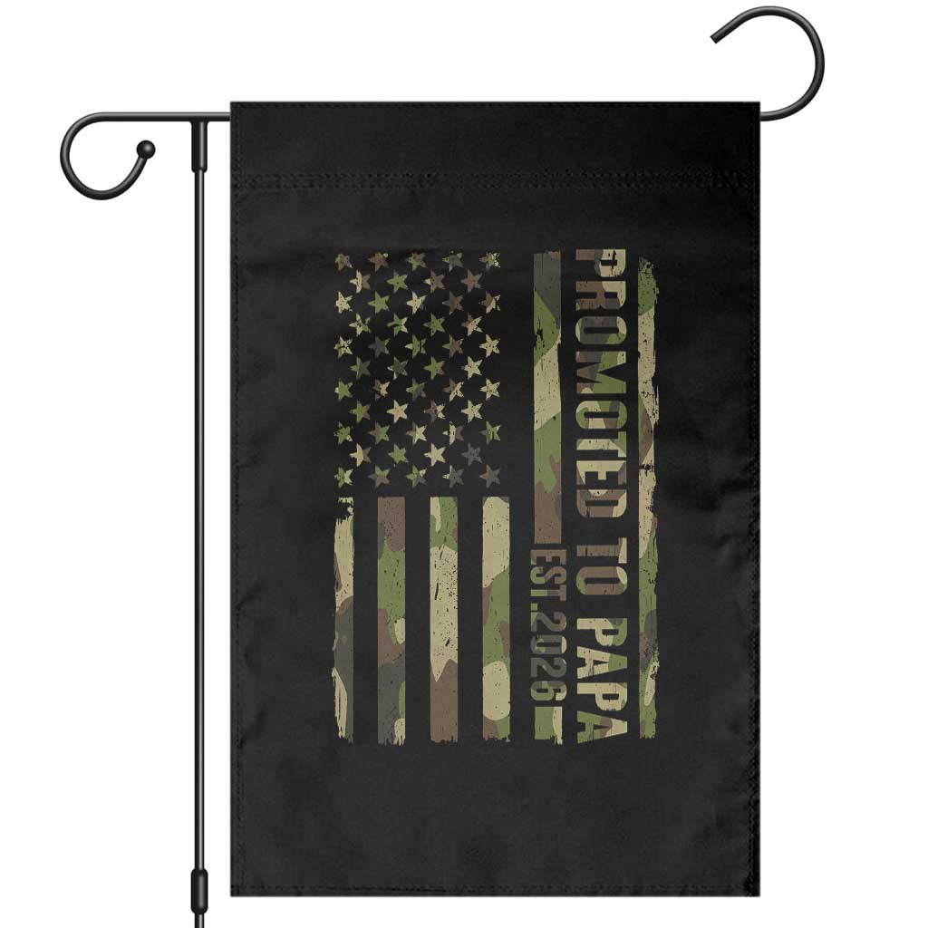 Promoted To Papa Est 2026 American Flag Camo Garden Flag Patriotic New Papa TS12 Black Print Your Wear