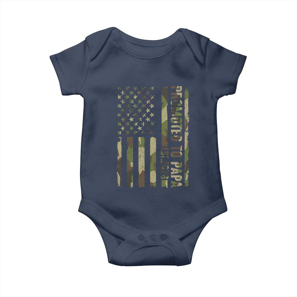 Promoted To Papa Est 2026 American Flag Camo Baby Onesie Patriotic New Papa TS12 Navy Print Your Wear