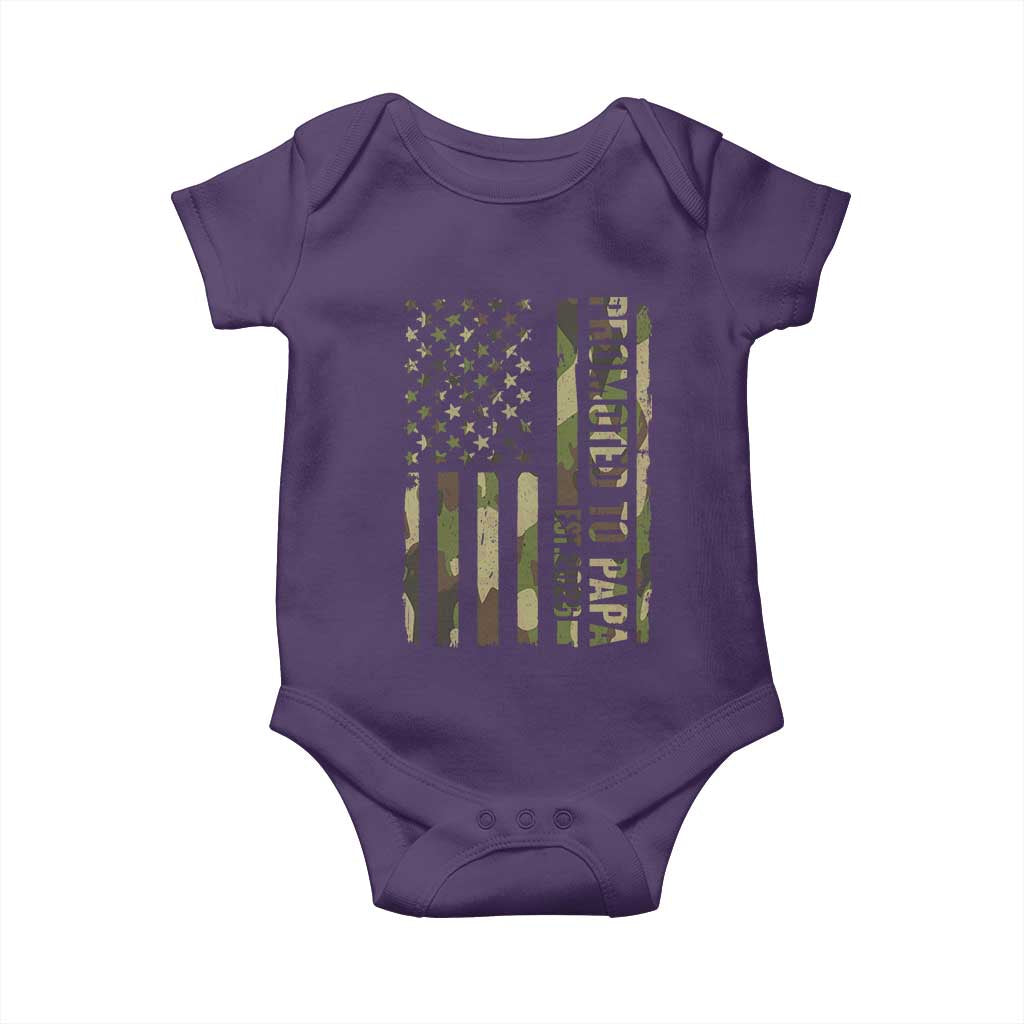 Promoted To Papa Est 2026 American Flag Camo Baby Onesie Patriotic New Papa TS12 Purple Print Your Wear