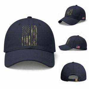 Promoted To Papa Est 2026 American Flag Camo Baseball Cap Patriotic New Papa TS12 Baseball Cap Universal Fit Navy Print Your Wear