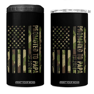 Promoted To Papa Est 2026 American Flag Camo 4 in 1 Can Cooler Tumbler Patriotic New Papa TS12 One Size: 16 oz Black Print Your Wear