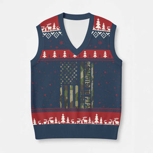 Promoted To Papa Est 2026 American Flag Camo V-Neck Knit Sweater Vest Patriotic New Papa TS12 Navy Red Print Your Wear