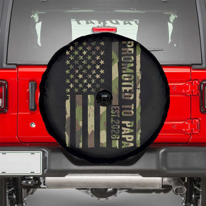 Promoted To Papa Est 2026 American Flag Camo Spare Tire Cover Patriotic New Papa TS12 Black Print Your Wear