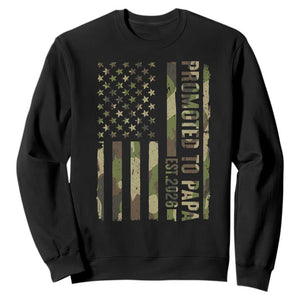 Promoted To Papa Est 2026 American Flag Camo Sweatshirt Patriotic New Papa TS12 Black Print Your Wear