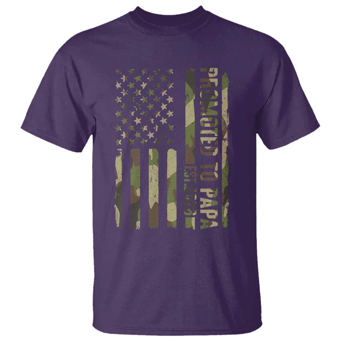 Promoted To Papa Est 2026 American Flag Camo T Shirt Patriotic New Papa TS12 Purple Print Your Wear
