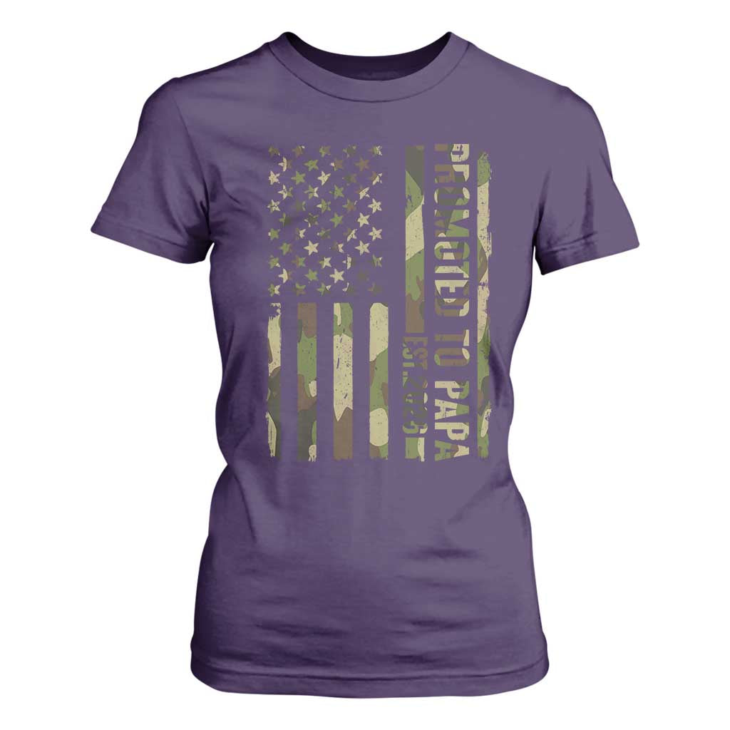 Promoted To Papa Est 2026 American Flag Camo T Shirt For Women Patriotic New Papa TS12 Purple Print Your Wear