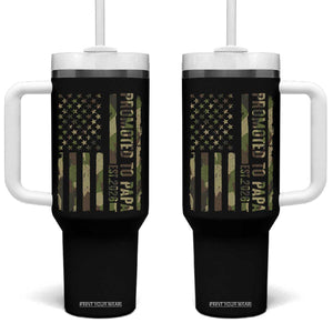 Promoted To Papa Est 2026 American Flag Camo Tumbler With Handle Patriotic New Papa TS12 One Size: 40 oz Black Print Your Wear