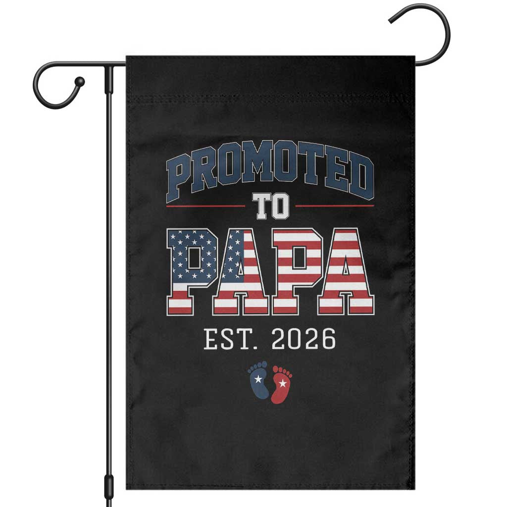 Patriotic Promoted To Dad Est 2026 Garden Flag US Flag New Father Gift TS12 Black Print Your Wear