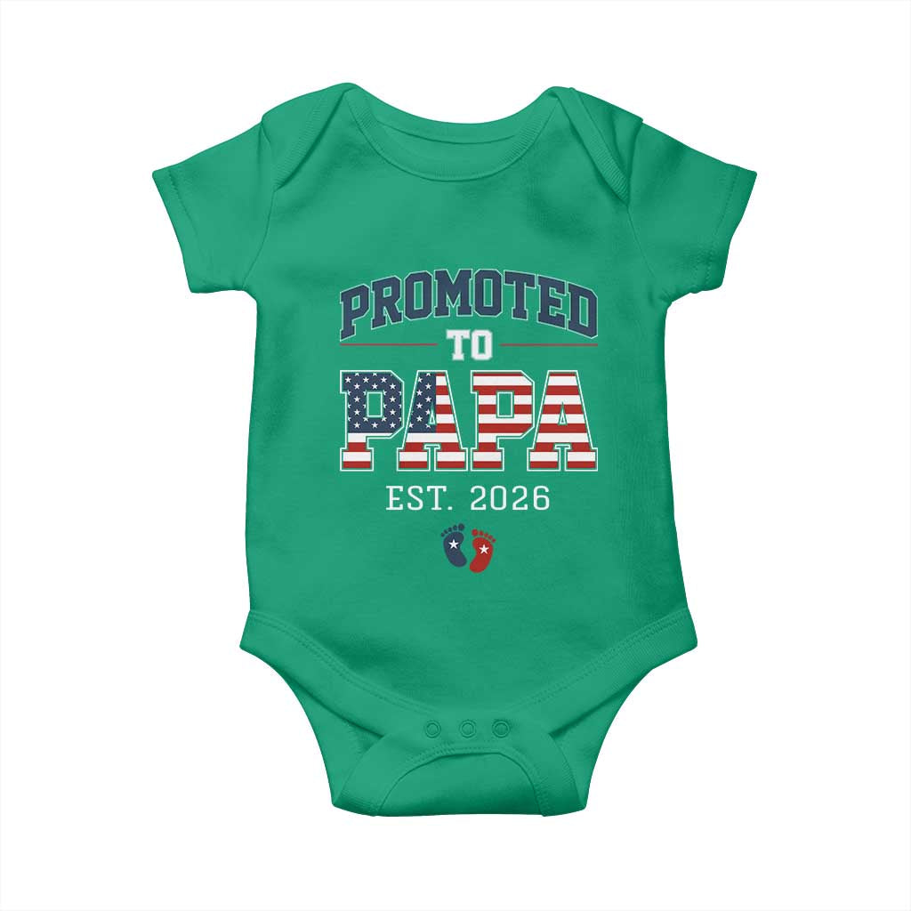 Patriotic Promoted To Dad Est 2026 Baby Onesie US Flag New Father Gift TS12 Irish Green Print Your Wear