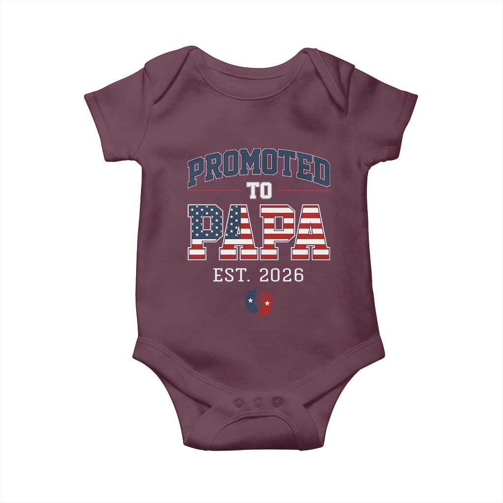 Patriotic Promoted To Dad Est 2026 Baby Onesie US Flag New Father Gift TS12 Maroon Print Your Wear