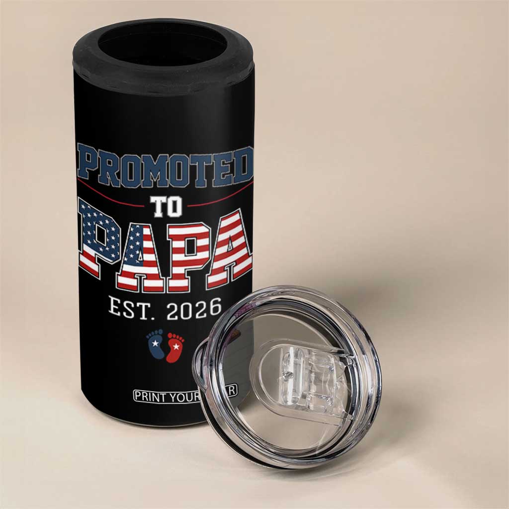 Patriotic Promoted To Dad Est 2026 4 in 1 Can Cooler Tumbler US Flag New Father Gift TS12 Print Your Wear