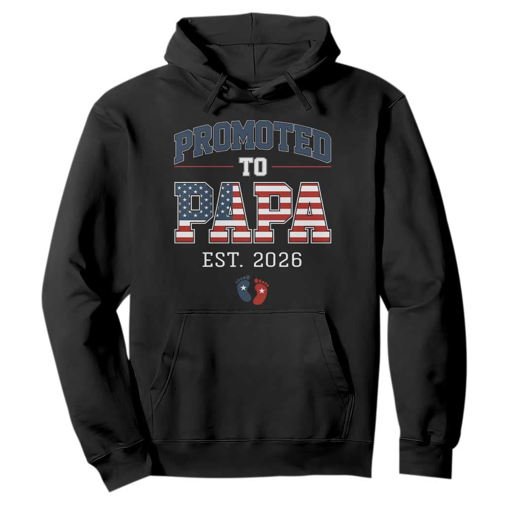 Patriotic Promoted To Dad Est 2026 Hoodie US Flag New Father Gift TS12 Black Print Your Wear