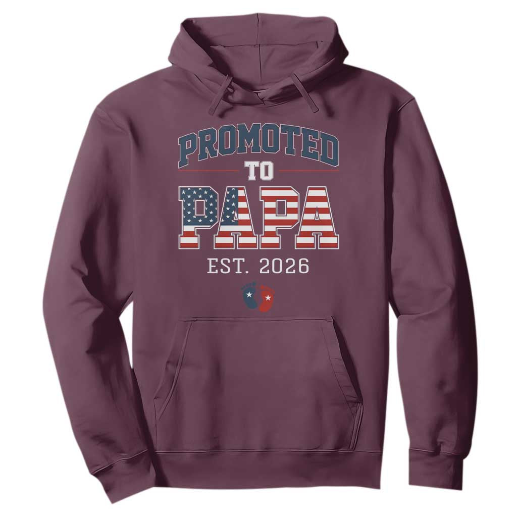 Patriotic Promoted To Dad Est 2026 Hoodie US Flag New Father Gift TS12 Maroon Print Your Wear