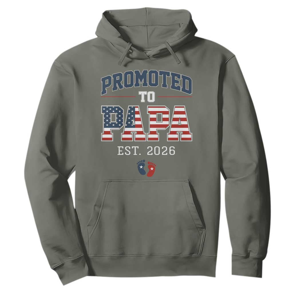 Patriotic Promoted To Dad Est 2026 Hoodie US Flag New Father Gift TS12 Military Green Print Your Wear