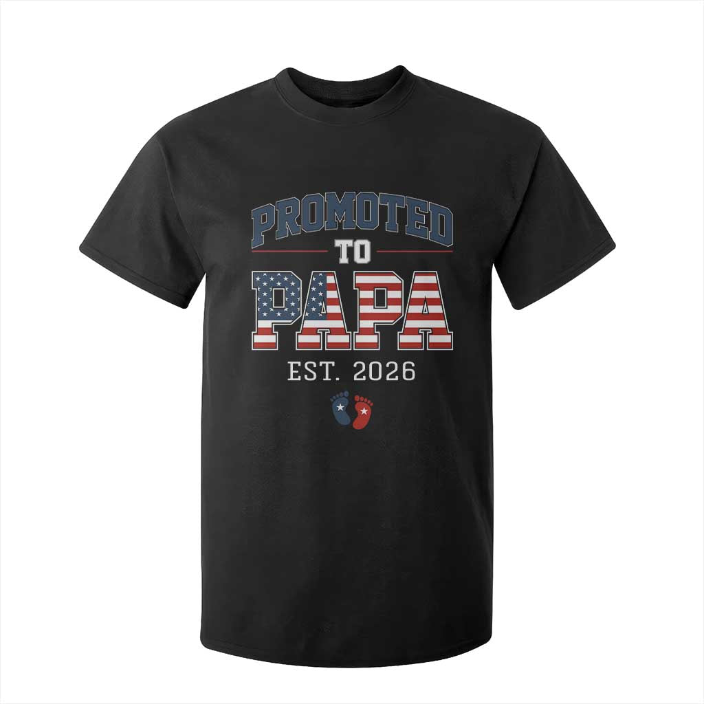 Patriotic Promoted To Dad Est 2026 T Shirt For Kid US Flag New Father Gift TS12 Black Print Your Wear