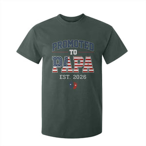 Patriotic Promoted To Dad Est 2026 T Shirt For Kid US Flag New Father Gift TS12 Dark Forest Green Print Your Wear