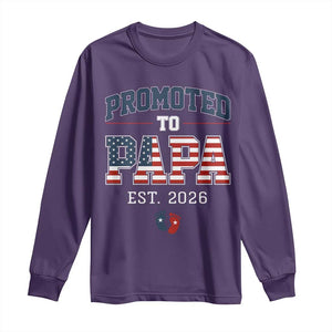 Patriotic Promoted To Dad Est 2026 Long Sleeve Shirt US Flag New Father Gift TS12 Purple Print Your Wear